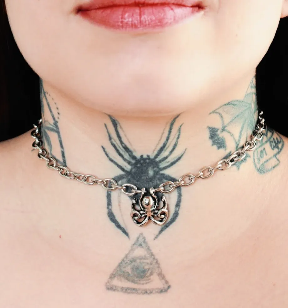 Choker Corrente Polvo Prateado